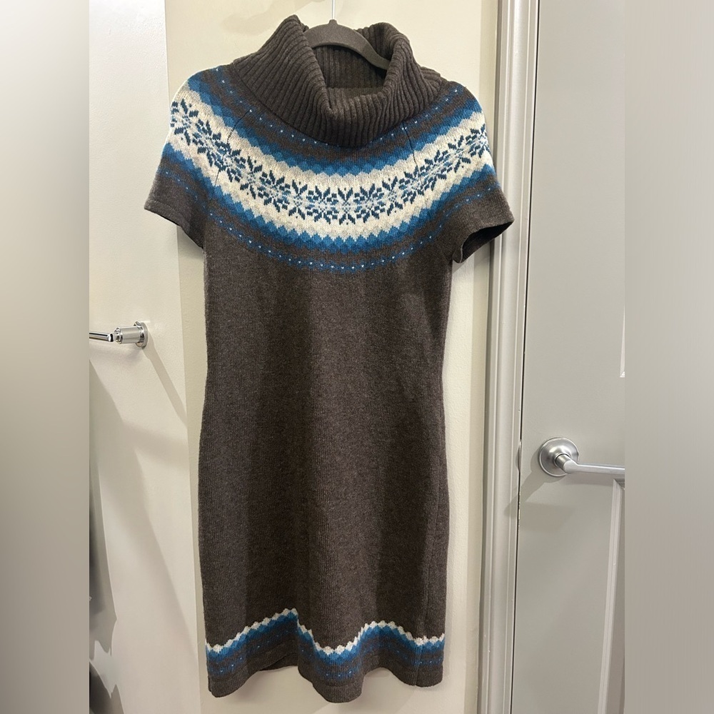 Esprit Sweater Dress Wool Blend Turtleneck 1 Short Sleeve Grey Fair Aisle
